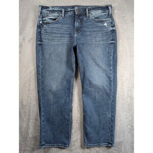 Silver Jeans Suki Capri Womens Size 16W Distressed Curvy Shaping Silhouette